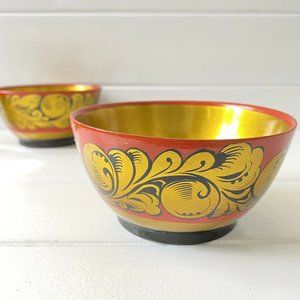 Russian KHOKHLOMA Hand Painted Lacquerware  Wooden